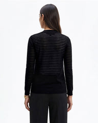 Sheer Stripe Open Front Cardigan - Anne Klein ANNE BLACK