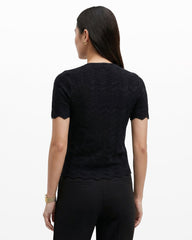Button Front Zigzag Pointelle Cardigan - Anne Klein ANNE BLACK