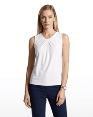Asymmetric Pleated Shell Top - Anne Klein CRISP WHITE