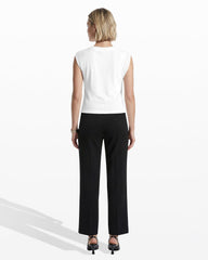 Round V-Neck Full Needle Tank Top - Anne Klein CRISP WHITE