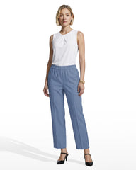 Straight Ankle Slash Pocket Pull-On Pants - Anne Klein LAGOON