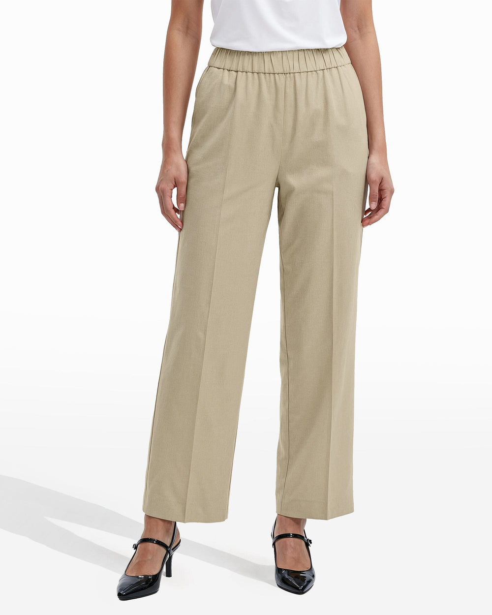 Straight Ankle Slash Pocket Pull-On Pants - Anne Klein LT SANDSTONE