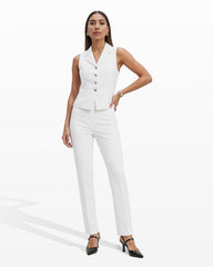 Notch Collar Vest with Welt Pockets - Anne Klein CRISP WHITE