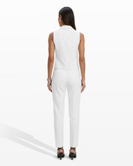 Notch Collar Vest with Welt Pockets - Anne Klein CRISP WHITE