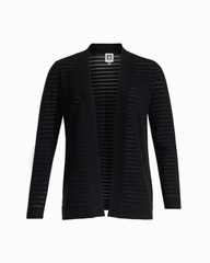 Petite Sheer Stripe Open Front Cardigan - Anne Klein ANNE BLACK