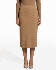 Diamond Stitch Skirt Sweater Skirt| Anne klein - Anne Klein Latte