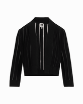 Petite Sheer Stripe Three-Quarter Sleeve Open Front Shrug - Anne Klein ANNE BLACK