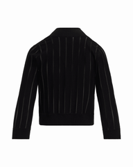 Petite Sheer Stripe Three-Quarter Sleeve Open Front Shrug - Anne Klein ANNE BLACK