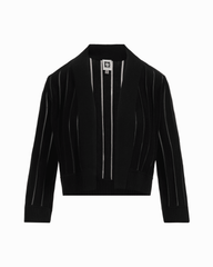 Petite Sheer Stripe Three-Quarter Sleeve Open Front Shrug - Anne Klein ANNE BLACK