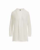 Plus Size Sheer Textured Stitch Long Open Front Cardigan in WHITE DOVE - Anne Klein WHITE DOVE