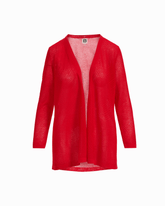 Sheer Textured Open Front Long Cardigan - Anne Klein BEGONIA RED
