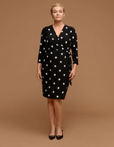 Plus Size Polka Dot Faux Wrap Dress - Anne Klein Anne White/Anne Black