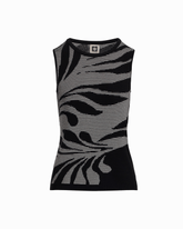 Ottoman Jacquard Sleeveless Tank - Anne Klein ANNE BLACK/WHITE DOVE