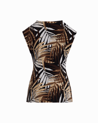 Extended Shoulder Crew Neck Top with Side Tie - Anne Klein ANNE BLACK MULTI