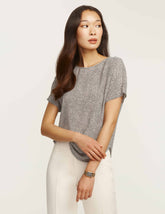 Petite Bateau Neck Blouse, Mini Dot Print - Anne Klein Anne White/Anne Black