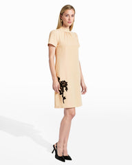 Mock Neck Shift Dress - Anne Klein Swan White/Anne Blk