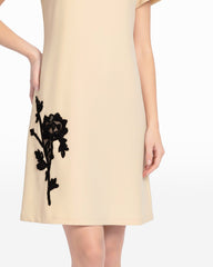 Mock Neck Shift Dress - Anne Klein Swan White/Anne Blk