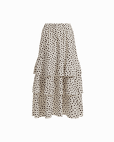 Tiered Lined Pull-On Skirt - Anne Klein WHT DV/DK CHOC