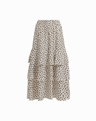Tiered Lined Pull-On Skirt - Anne Klein WHT DV/DK CHOC