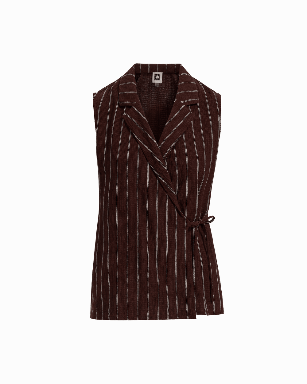 Sleeveless Notch Neck Wrap Top in DK CHOC / WHT DV - Anne Klein DK CHOC/WHT DV
