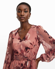 Three Quarter Sleeve Midi Dress - Anne Klein Rose Mist Multi