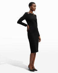 Strong Shoulder Midi Dress - Anne Klein Anne Black