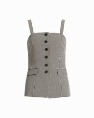 Front Button Vest - Anne Klein Anne Black Multi