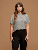 Plus Size Dot Print Bateau Blouse - Anne Klein Anne White/Anne Black