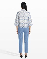 Button Front Shirt with Scallop Hem - Anne Klein CRISP WHT/LAGN