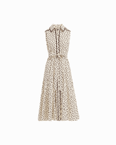 Collared Sleeveless Godet Midi Shirt Dress in WHT DV / DK CHOC | Anne - Anne Klein WHT DV/DK CHOC