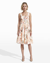 Tiered A Line Classic Midi - Anne Klein White Dove Multi