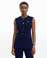 Four-Button Vest with Welt Pockets - Anne Klein DISTANT MOUNTAIN