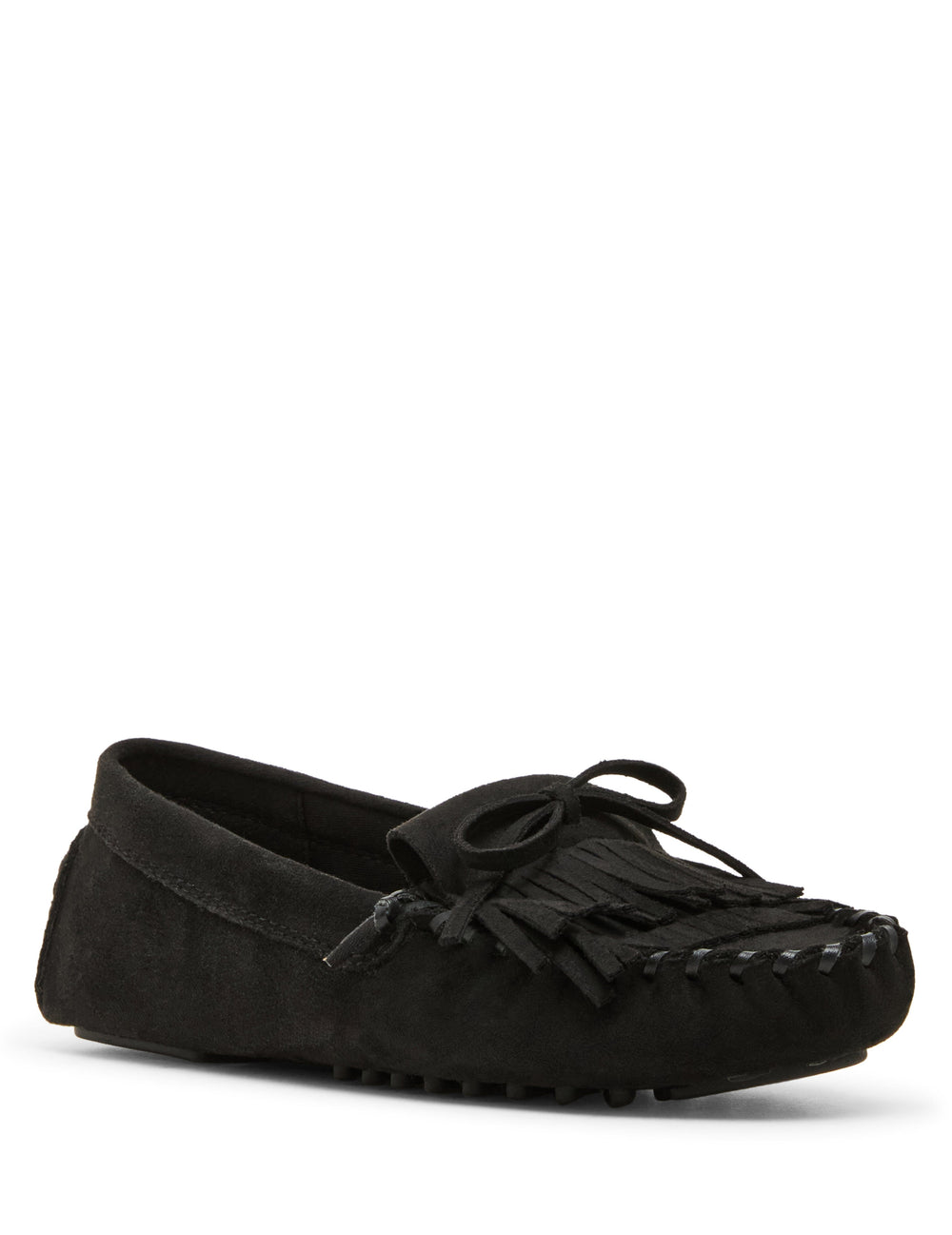Cali Fringe Moccasin Loafer in Black - Anne Klein Black Suede