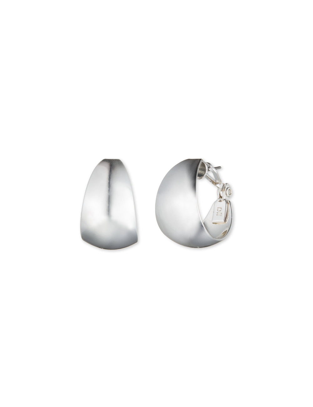 Silver Wide Band Hoop Earrings - Anne Klein