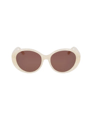 Anne Klein Ivory Pearl Glamorous Oval Sunglasses - Anne Klein Ivory Pearl