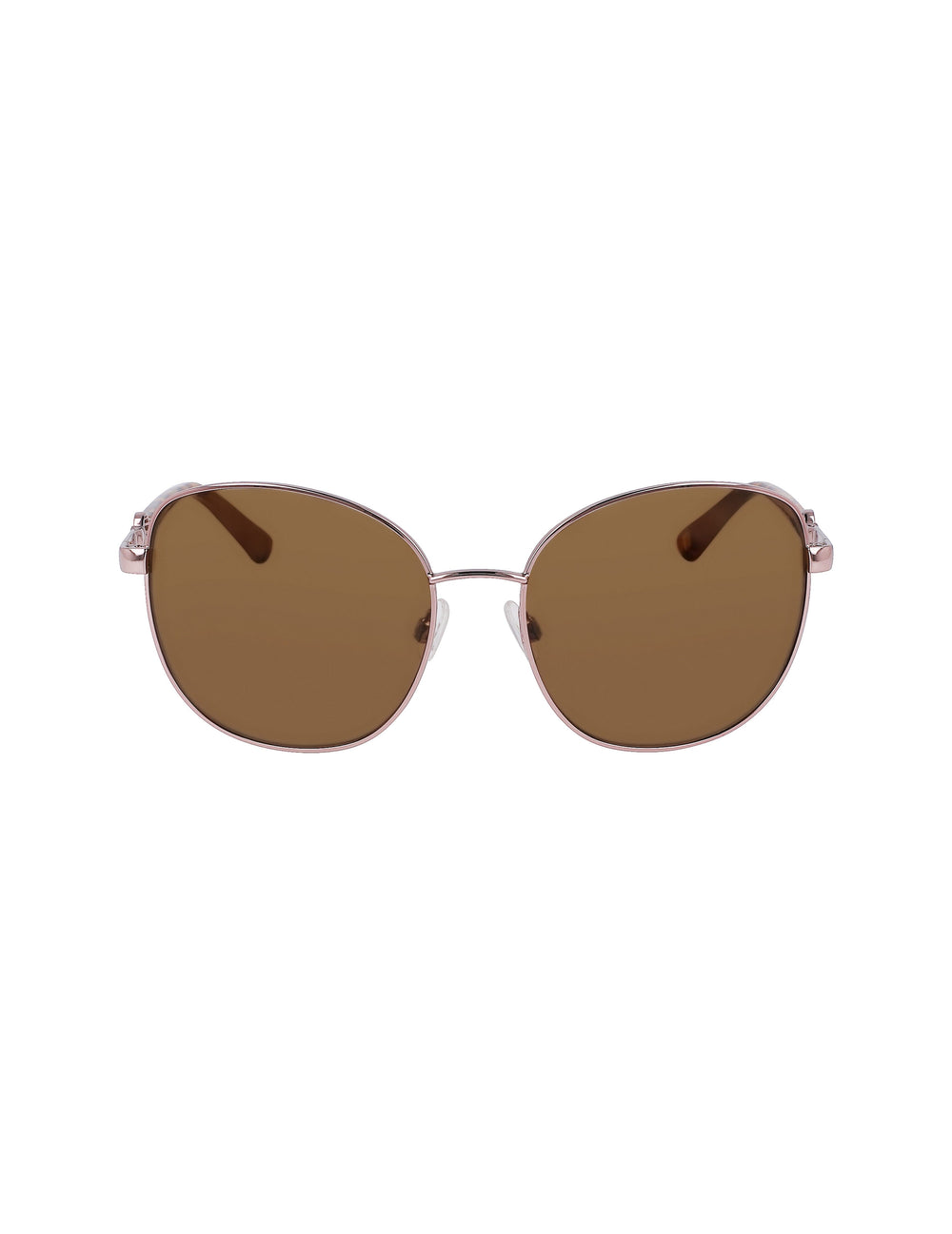 Anne Klein Rose Gold Metal Round Leo Sunglasses - Anne Klein Rose Gold