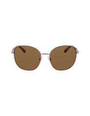 Anne Klein Rose Gold Metal Round Leo Sunglasses - Anne Klein Rose Gold
