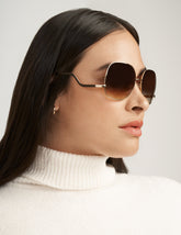 Metal Square Frame Sunglasses - Anne Klein Rose Gold