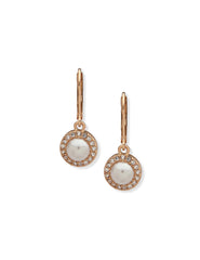 Halo Pearl Drop Earrings in Gold-Tone - Anne Klein