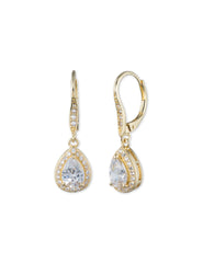Gold CZ Pear Drop Earrings - Anne Klein
