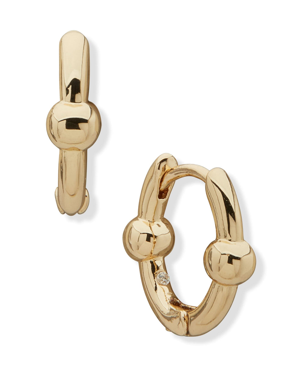 14MM Metal Ball Huggie Pierced Earrings - Anne Klein