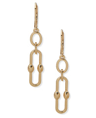Metal Ball Link Chain Drop Pierced Earrings - Anne Klein