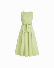 Paneled Bodice Jewel Neck Midi Dress - Anne Klein COOL SAGE
