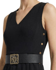 Side Button Fit and Flare Dress - Anne Klein ANNE BLACK
