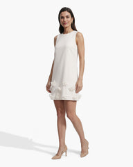 Sleeveless Shift Dress with Rosette - Anne Klein WHITE DOVE