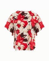 Flutter Sleeve Bateau Neck Blouse in WHITE DOVE MULTI - Anne Klein WHITE DOVE MULTI