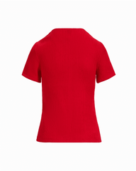 Short Sleeve V-Neck Knit Top in BEGONIA RED - Anne Klein BEGONIA RED