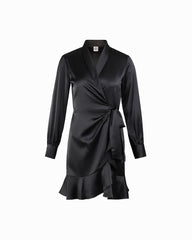 Shawl Collar Faux Wrap Dress - Anne Klein Anne Black