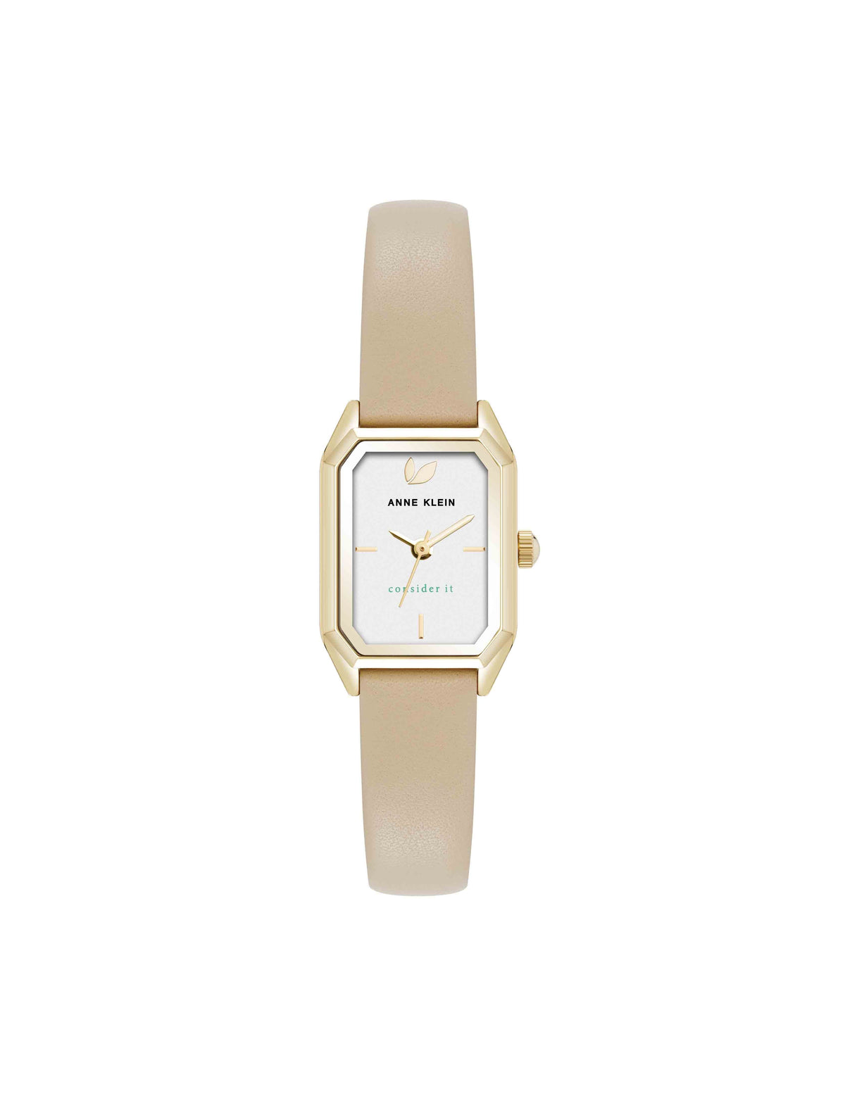 Octagonal Sustainable Leather Band Watch - Anne Klein Gold-Tone/Beige