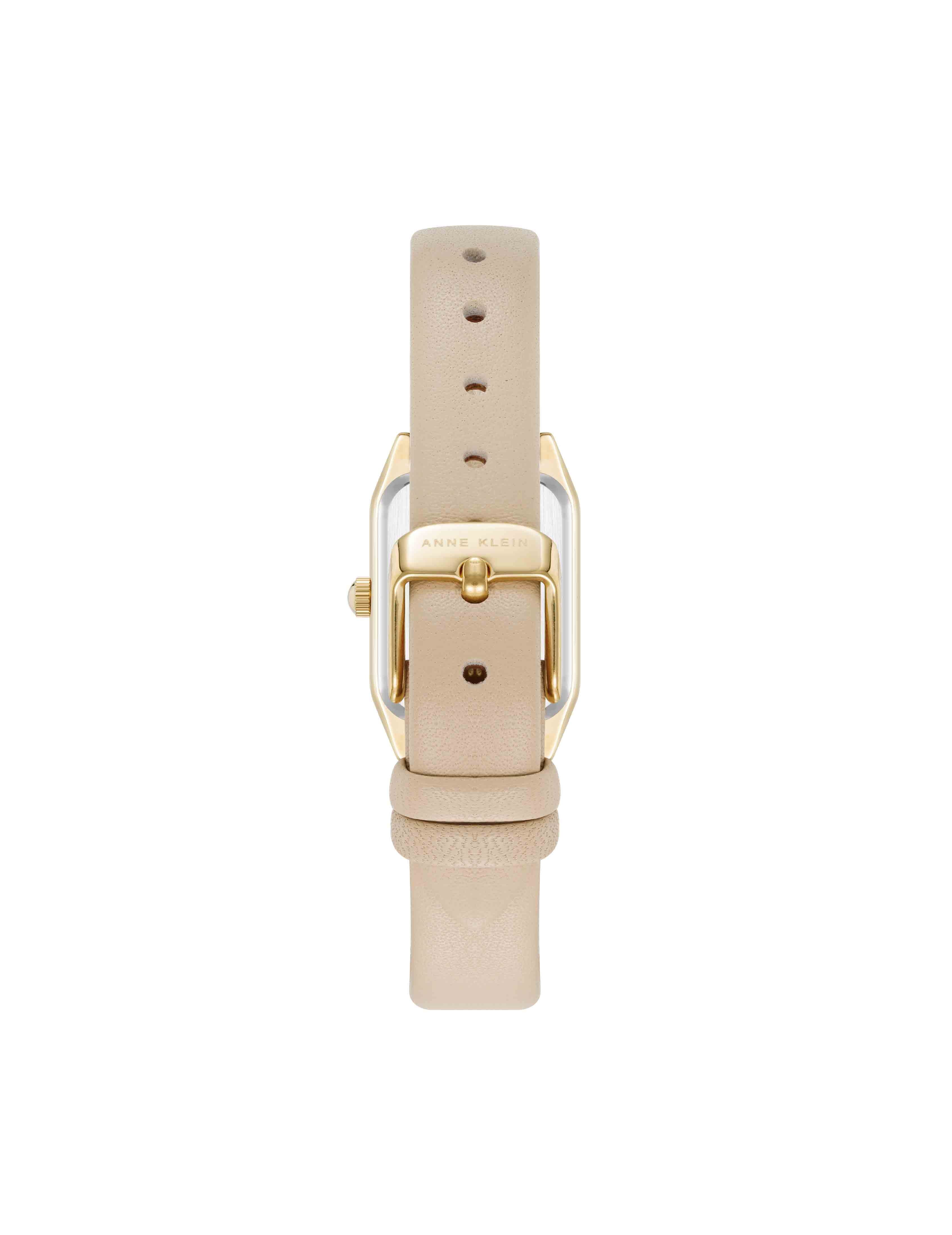 Octagonal Sustainable Leather Band Watch - Anne Klein Gold-Tone/Beige